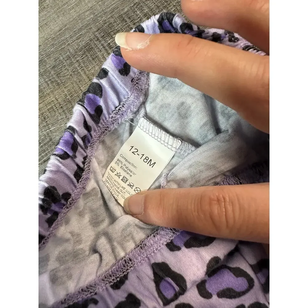 Purple Animal Print Long Sleeve Pants Pajama Set 12-18Months
